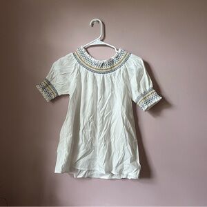 InShop White Off the Shoulder Top With Blue and Yellow Designs